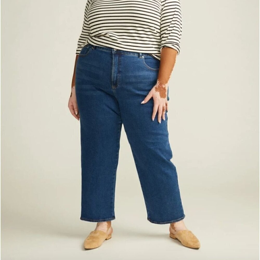 Universal Standard Etta High Rise Straight Leg Jeans 28 Inch Aged Indigo Size 10